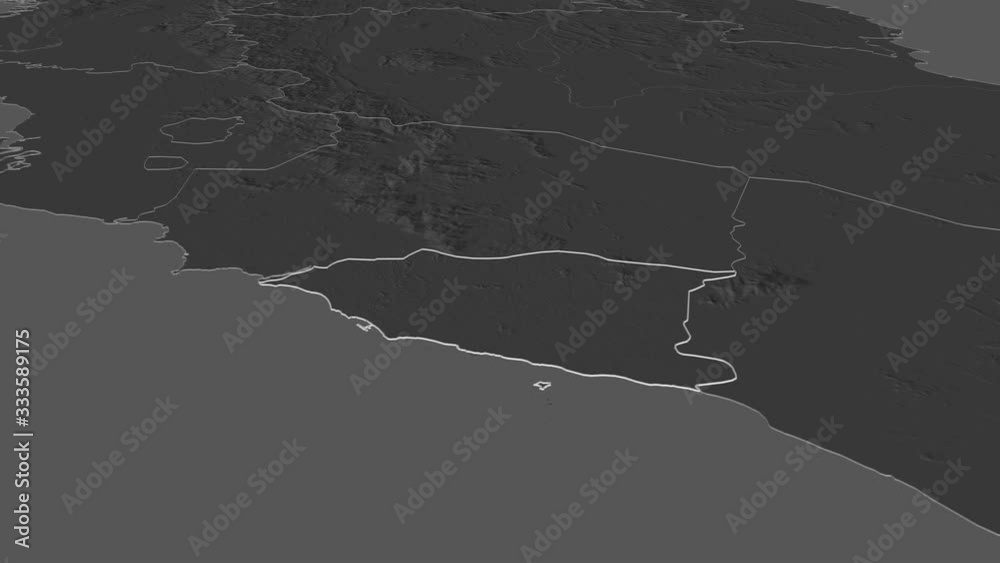 Melaka, state with its capital, zoomed and extruded on the bilevel map of Malaysia in the conformal Stereographic projection. Animation 3D Melaka, state with its capital, zoomed and extruded on the bilevel map of Malaysia in the conformal Stereographic projection. Animation 3D