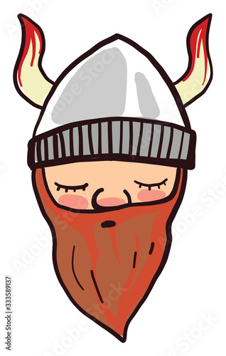 Sleeping Viking, illustration, vector on white background