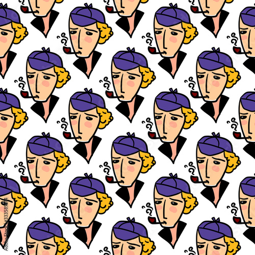 Detectives pattern, illustration, vector on white background