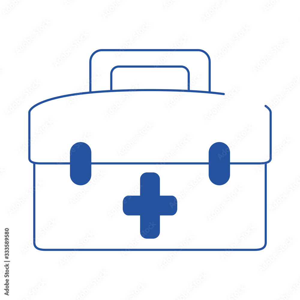 online doctor kit first aid medical equipment care blue line style icon online doctor kit first aid medical equipment care blue line style icon