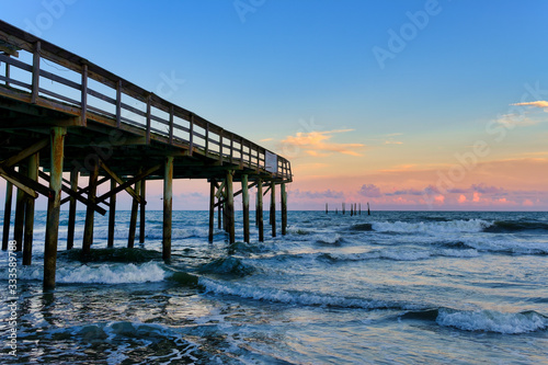 Hurricane damaged pier on the South Carolina Coast at sunset © Jorge Moro