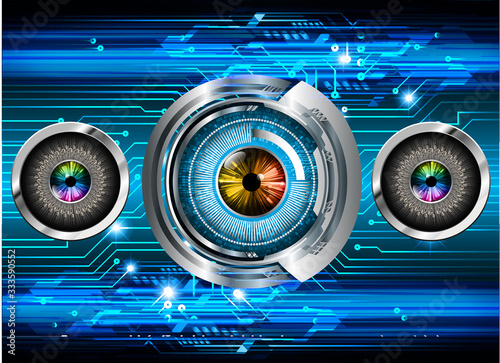 Blue eye cyber circuit future technology concept background