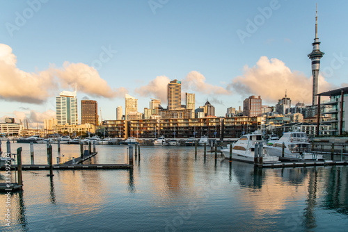Scenery view of Viaduct Harbour in the central of Auckland  New Zealand. Auckland is New Zealand s largest city and the centre of the country s retail and commercial activities.