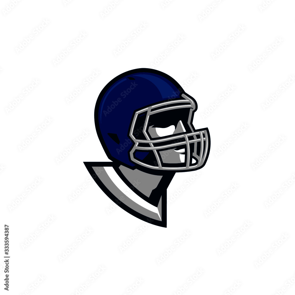 American Football Player Head and Neck (Blue Helmet)