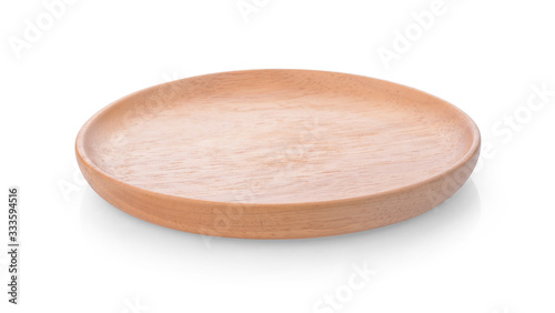Wood plate isolated on white background