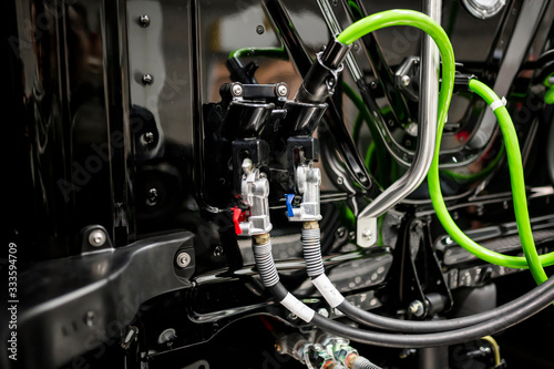 High-pressure connecting hoses and connecting devices with valves for the correct operation of big rig semi truck systems © vit