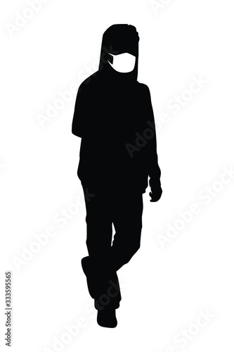 woman with mask silhouette vector