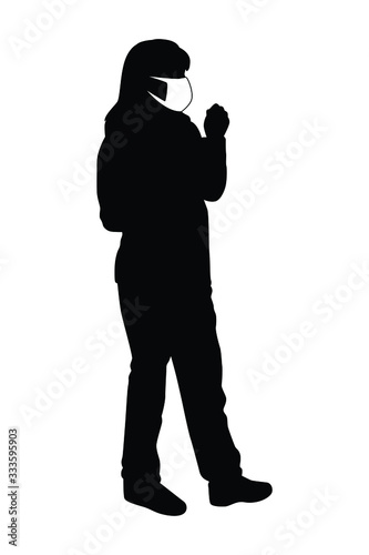 woman with mask silhouette vector