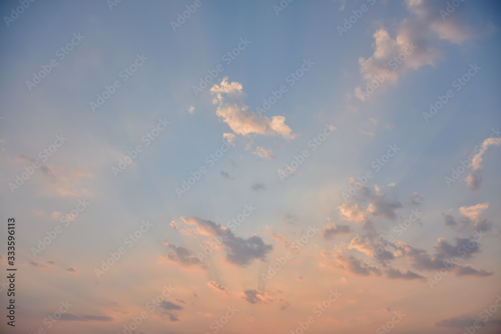 Bright orange sky and light of the sun.