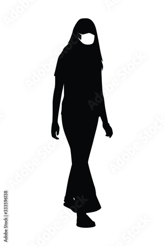 woman with mask silhouette vector