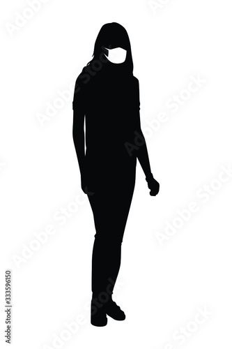 woman with mask silhouette vector