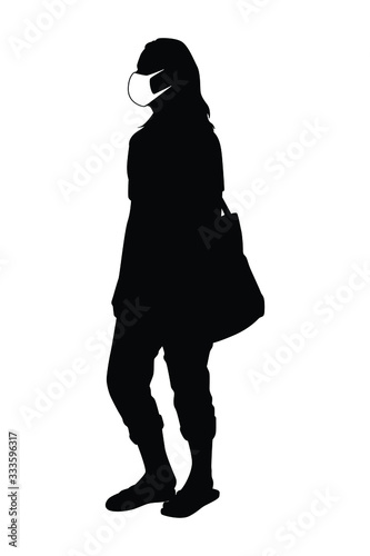 woman with mask silhouette vector
