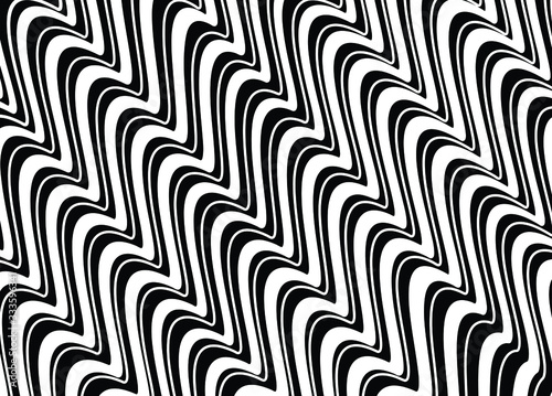 Abstract psychedelic stripes for digital wallpaper design. Line art pattern. Trendy texture. Monochrome design. Vector print template. Geometry curve lines pattern. Futuristic concept