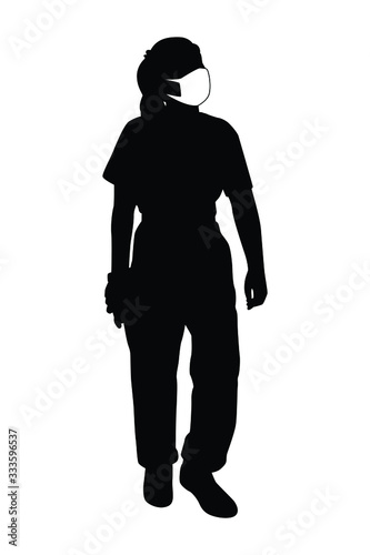 woman with mask silhouette vector