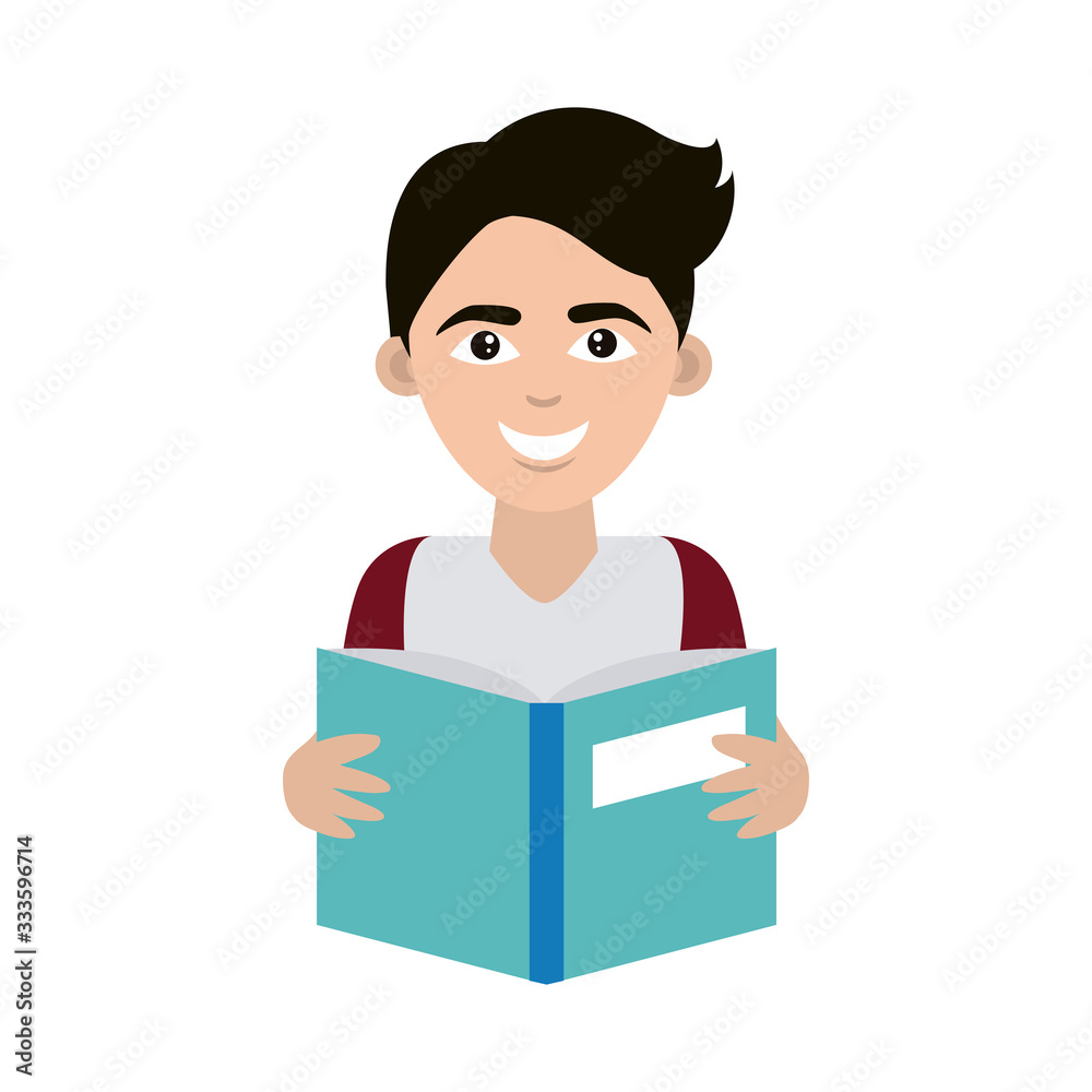 teen with open book supply home education flat style icon teen with open book supply home education flat style icon