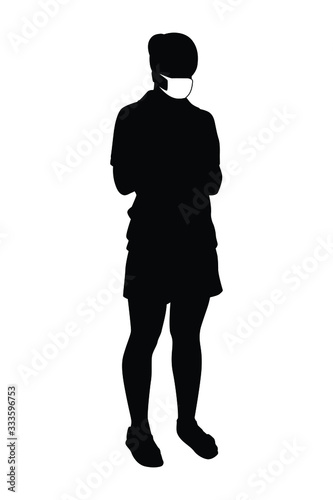 woman with mask silhouette vector