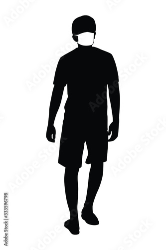 Man with mask silhouette vector
