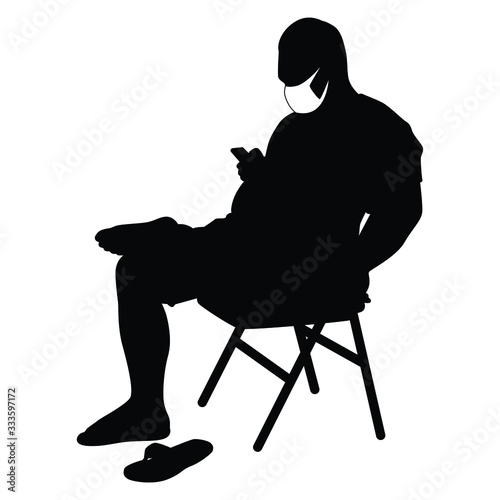 Man with mask silhouette vector