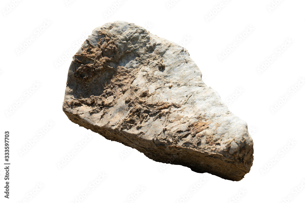 Fototapeta premium Object textured on white background of Scree Stone : The rocks from the mountains that have been submerged in water are then precipitated. For garden decoration design.