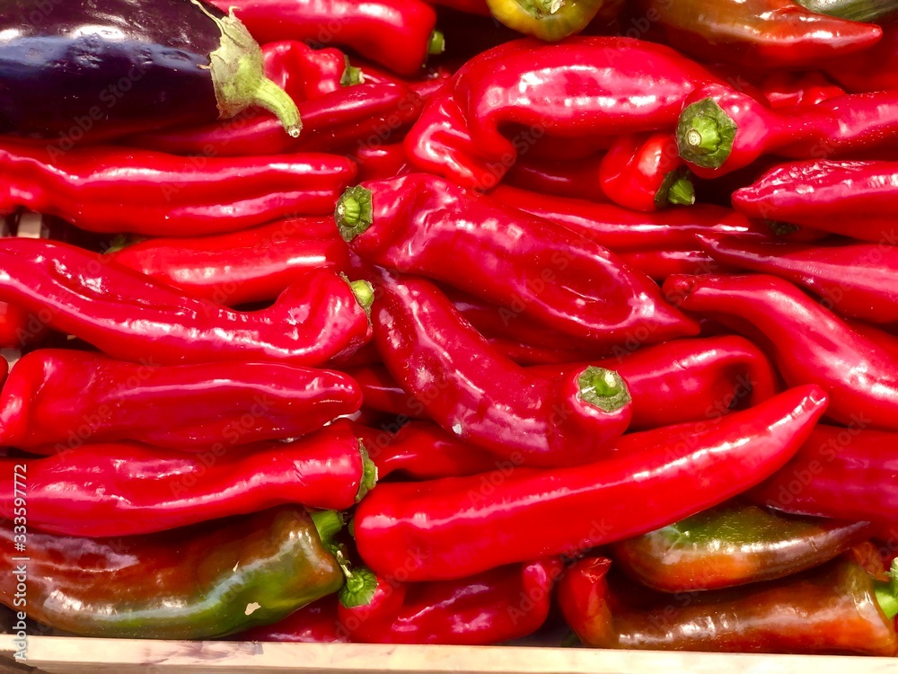 long red  chilies peppers 
