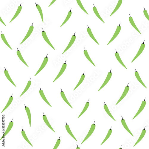 Chilli seamless pattern in doodle style. Hot chile peppers wallpaper. Creative vegetarian healthy food texture.