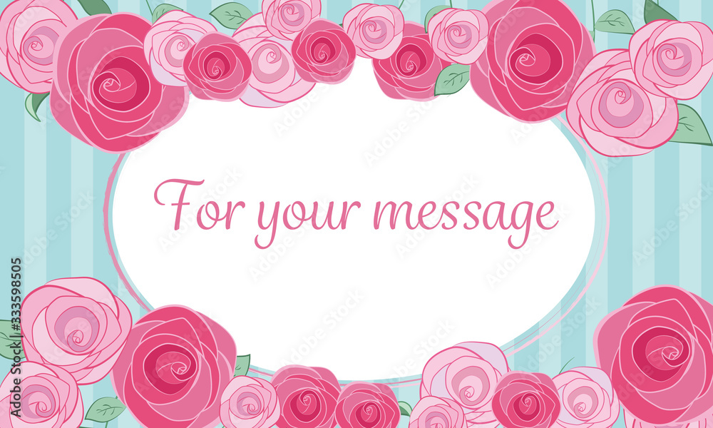 母の日や結婚式のカードやバナーに使いやすいガーリーなバラの花 place for your text	