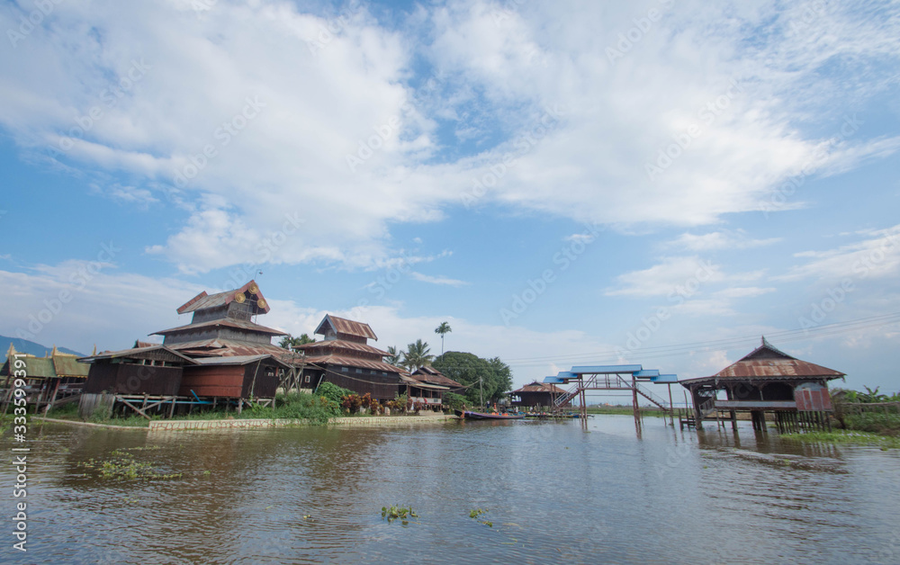 Wood temple on Inle Lake, Shan State, Myanmar Wood temple on Inle Lake, Shan State, Myanmar
