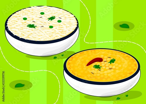 Dal Rice or Dal Chawal indian Food Vector