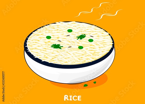 Rice,Chaval,Bhat Indian Traditional Food Vector