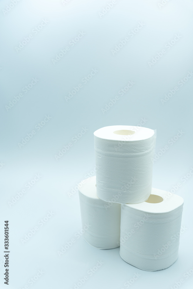 Photo of toilet paper on white background
