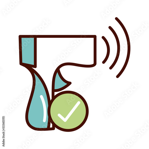 checking temperature prevent spread of covid-19 line and file icon