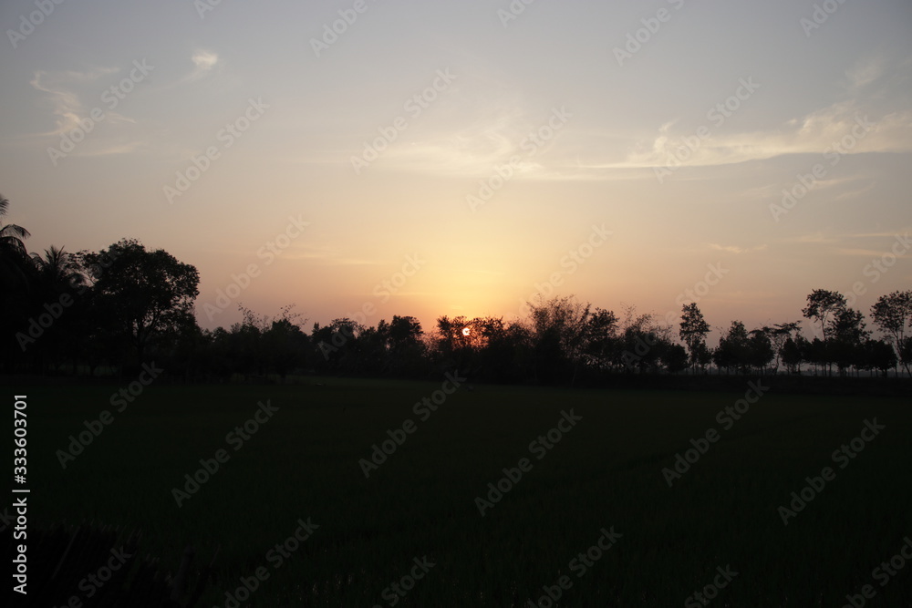 Obraz premium Sunset in Village