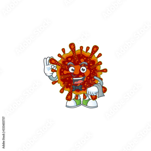 A character of deadly coronvirus waiter working in the restaurant