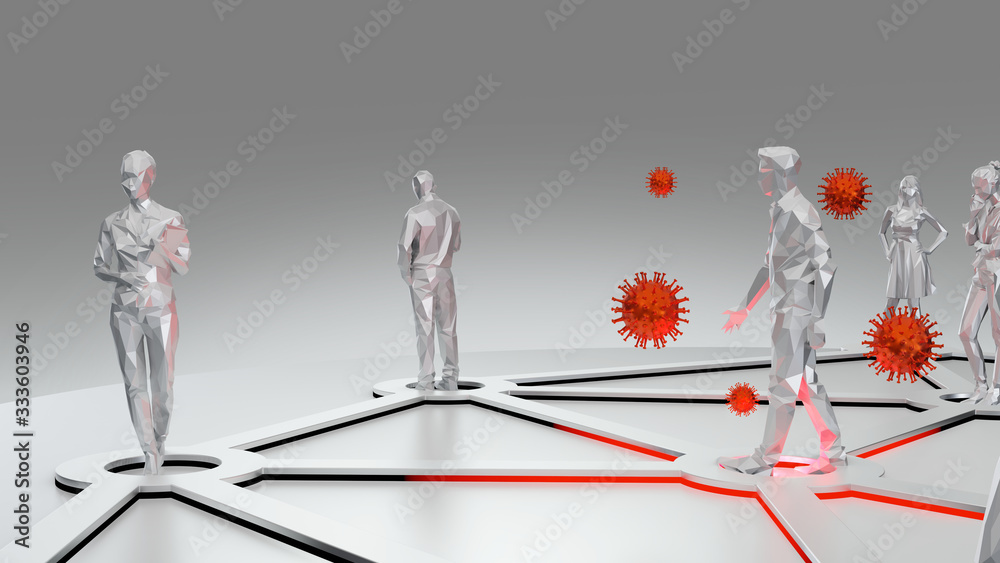 Fototapeta premium Social Distancing. Social spacing for protection against viruses. Looks minimal, has a white and clean background