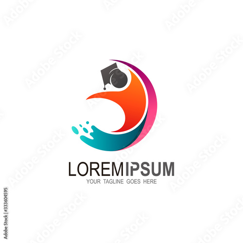 education logo with simple design illustration, human and academy logo vector