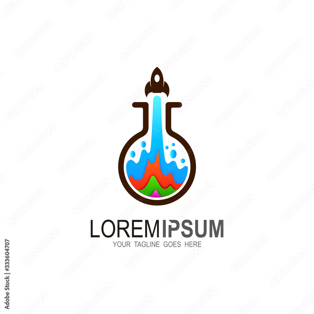 Lab logo with rocket design template, Colorful logo, Laboratory icon Lab logo with rocket design template, Colorful logo, Laboratory icon