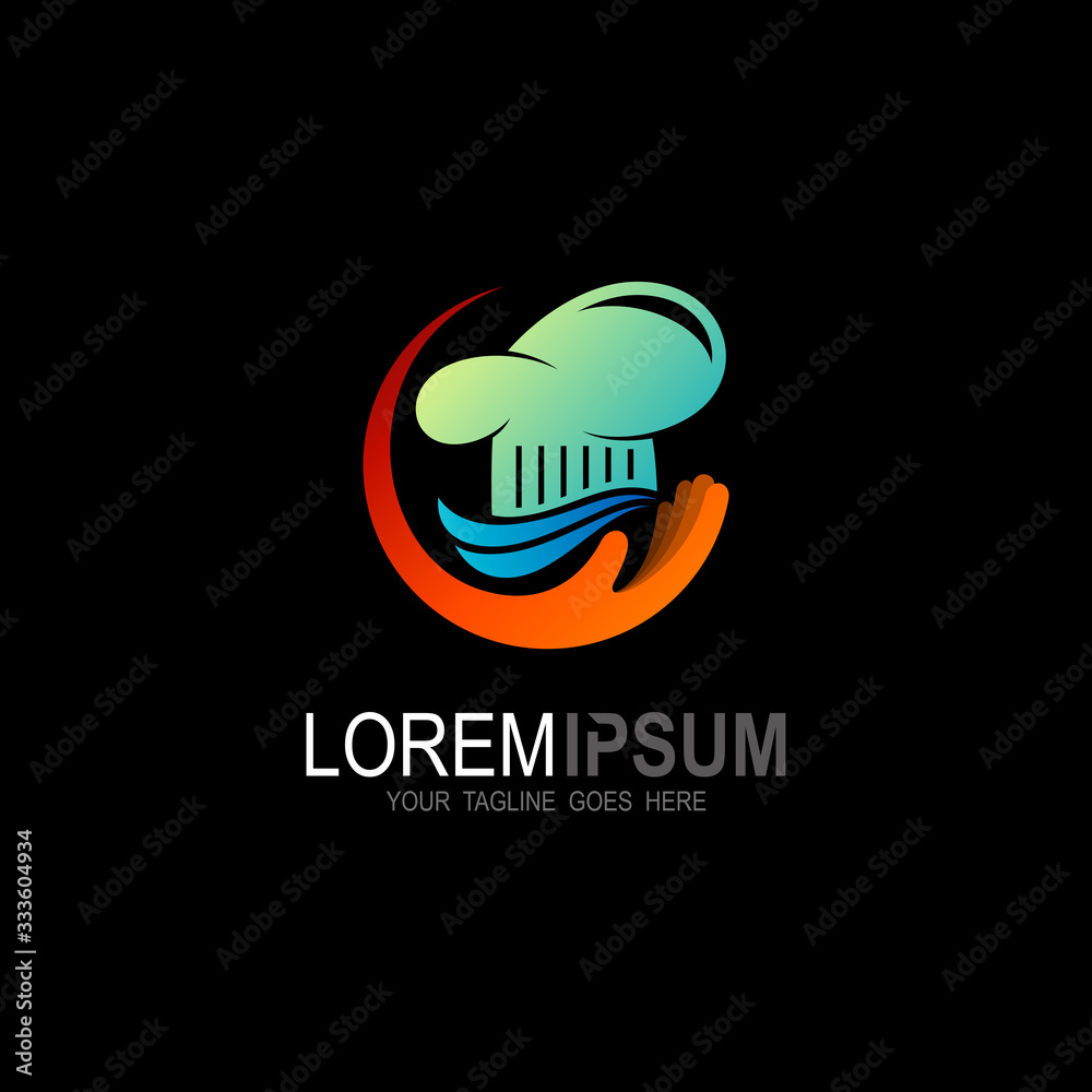 Abstract vector chef logo with care icon Abstract vector chef logo with care icon