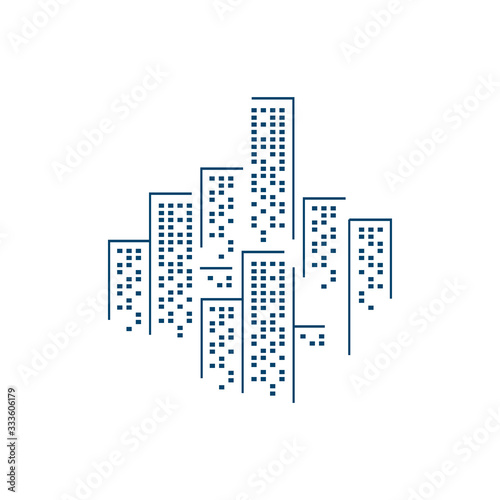 stylish line buildings skyline logo vector design symbol illustration