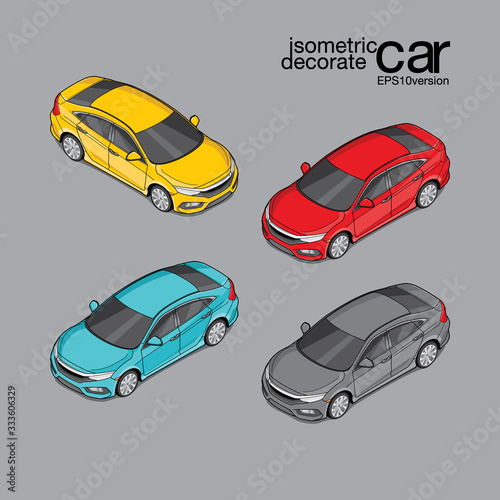 They are car isometric on gray background for decorate
