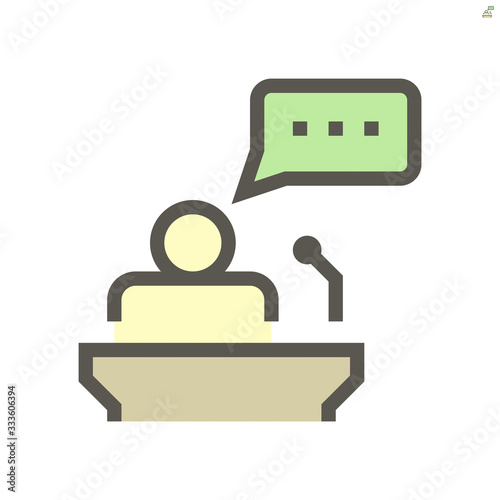 Public speaking vector icon design for business training concept design element, 48X48 pixel perfect and editable stroke.