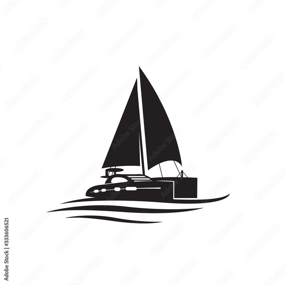 simple custom ship boat yacht sailing logo design vector illustrations