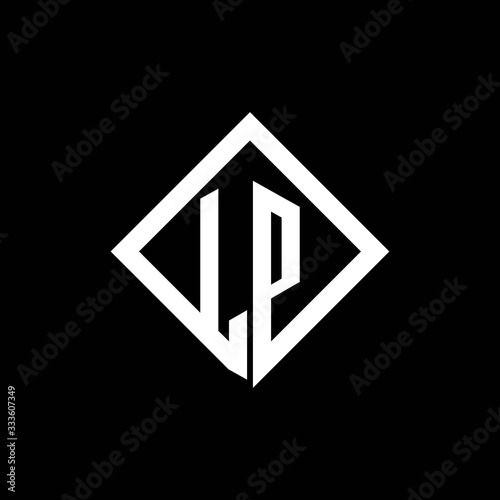 LP logo monogram with square rotate style design template