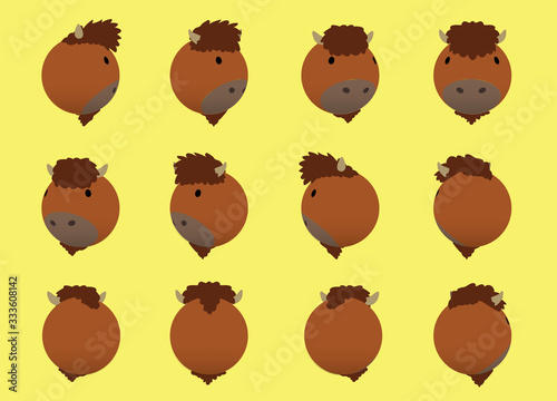 Animal Head Bison Animate Spinning Vector Illustration-01