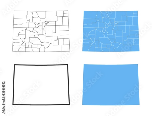 Colorado State Map Vector Illustration Set