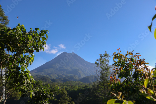 Amazing view of Mount Merapi at 6 a.m. Mount Merapi is active mountain in Indonesia also a tourist destination for many tourist 