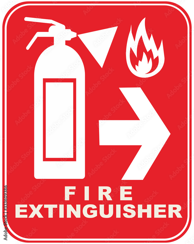 A signboard that says : FIRE EXTINGUISHER A signboard that says : FIRE EXTINGUISHER