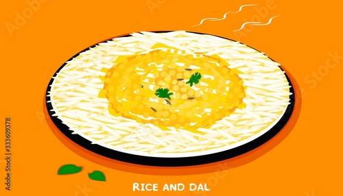 Dal Rice or Dal Chawal indian Food Vector