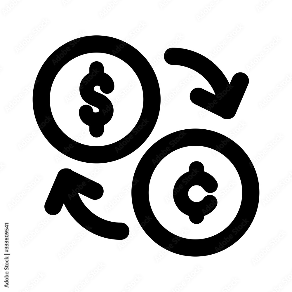 dollar and euro coins with arrows line style dollar and euro coins with arrows line style