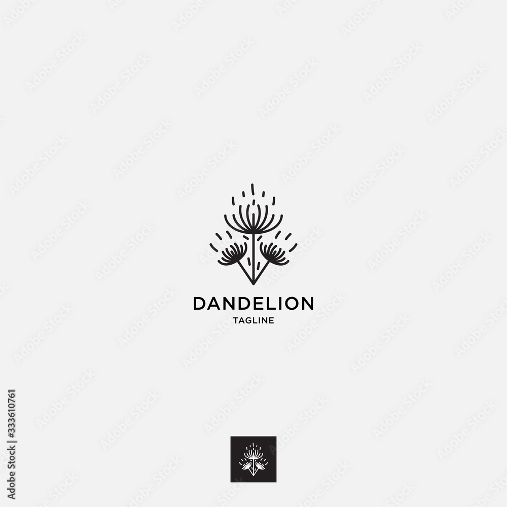 Obraz premium Dandelion flower logo vector template
