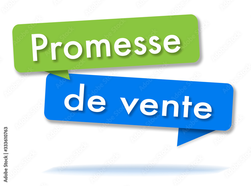 Agreement to sell in colored speech bubbles and french language